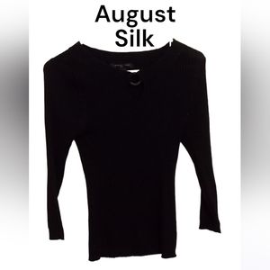August Silk Knit Charcoal Glittery Sweater - Size: L - Vintage